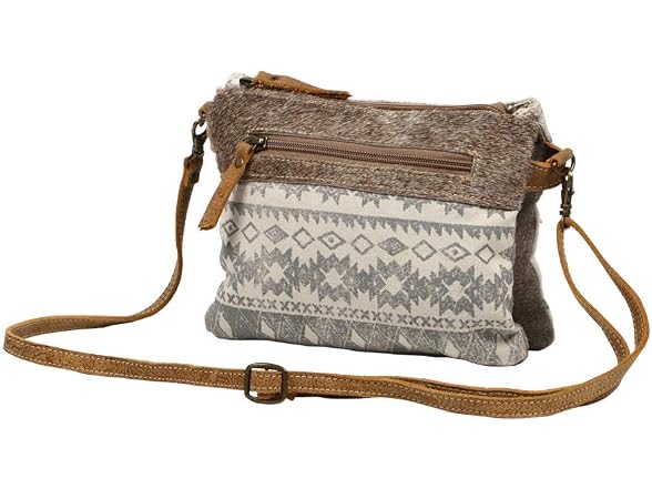 Myra Bag Floral Upcycled Canvas & Cowhide Leather Crossbody Bag S
