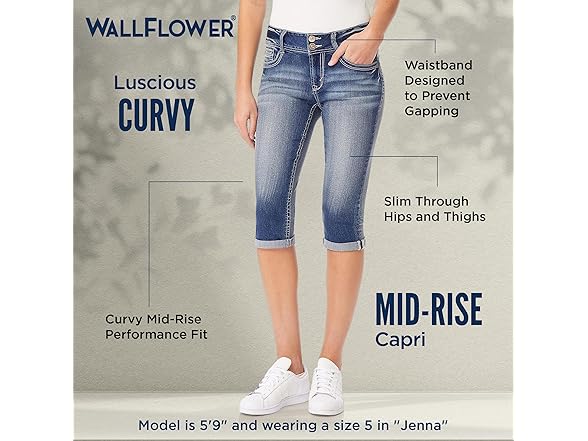 WallFlower Women's (15) Luscious Curvy 17” Jean Ca