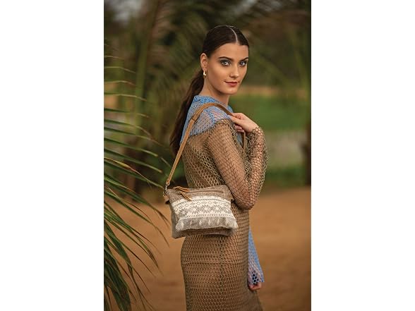 Myra Bag Floral Upcycled Canvas & Cowhide Leather Crossbody Bag S