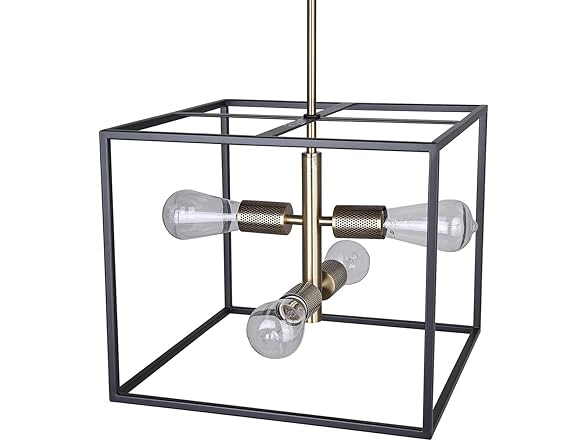 4-Light Chandelier Black and Gold 15"