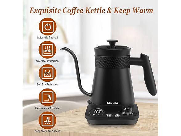 Secura Gooseneck Kettle 0.8L Black