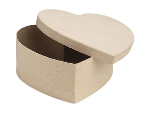 Paper Mache 7.5" Heart‑Shaped Craft Box