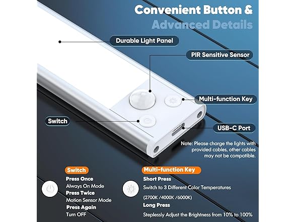 Under Cabinet Lights, LED Battery Operated, 3Pack