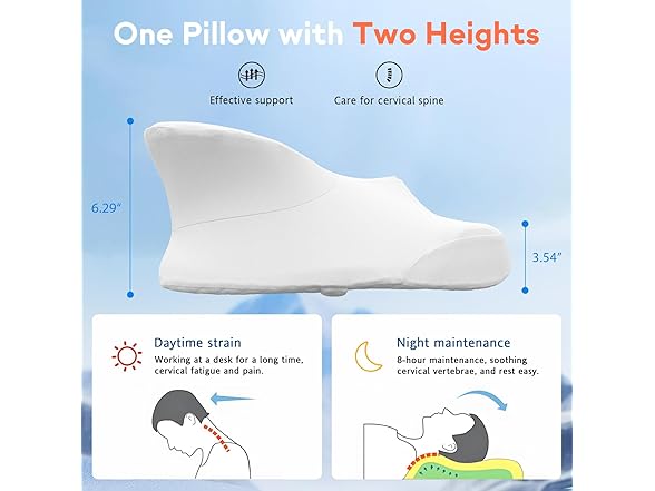 ofwaterstroll Dual-Height Cervical Neck Pillow for Pain