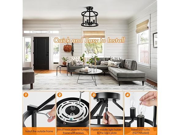 GoBright 4-Light Semi Flush Mount Ceiling Light