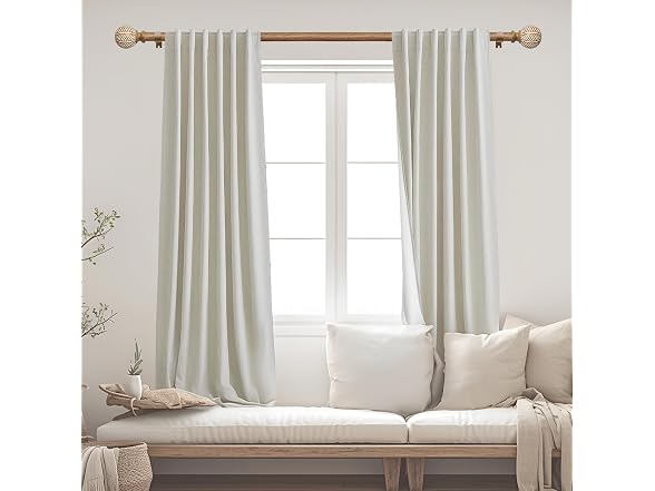 UNCONSIL Wood Grain Leaf Curtain Rod 1"