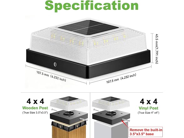 Brightever B0FXLRC2D5 Solar Post Cap Light Outdoor
