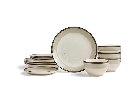 Earth & Clay Harlow 12-Piece Dinnerware Set Earthenware, Beige