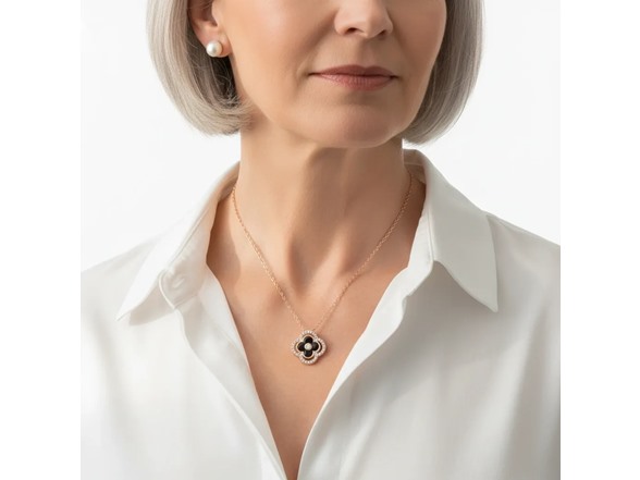 Full CZ Halo Clover Necklace