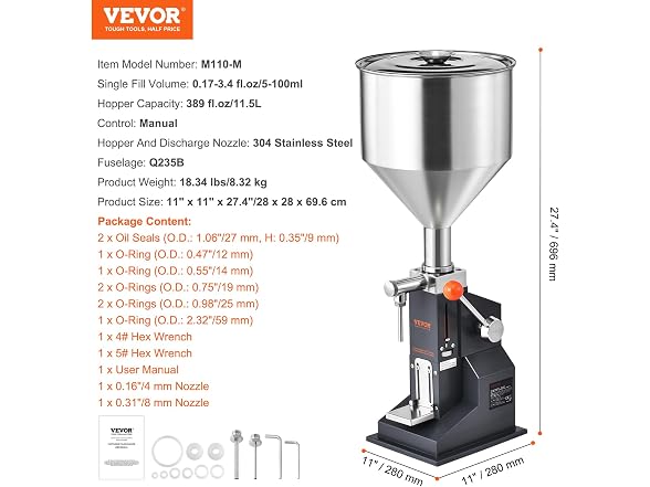 Manual Paste Liquid Filling Machine, 5-100ml