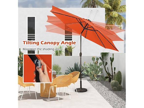 Giantex 10ft Outdoor Patio umbrella with Solar Lights