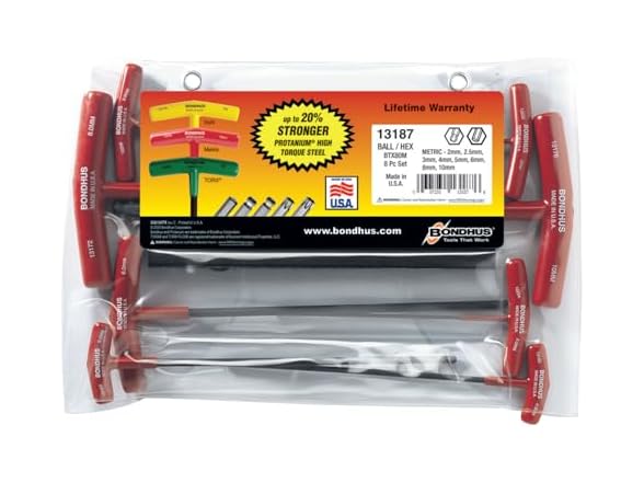 Bondhus 13187 Set of 8 T-handles, sizes 2-10mm