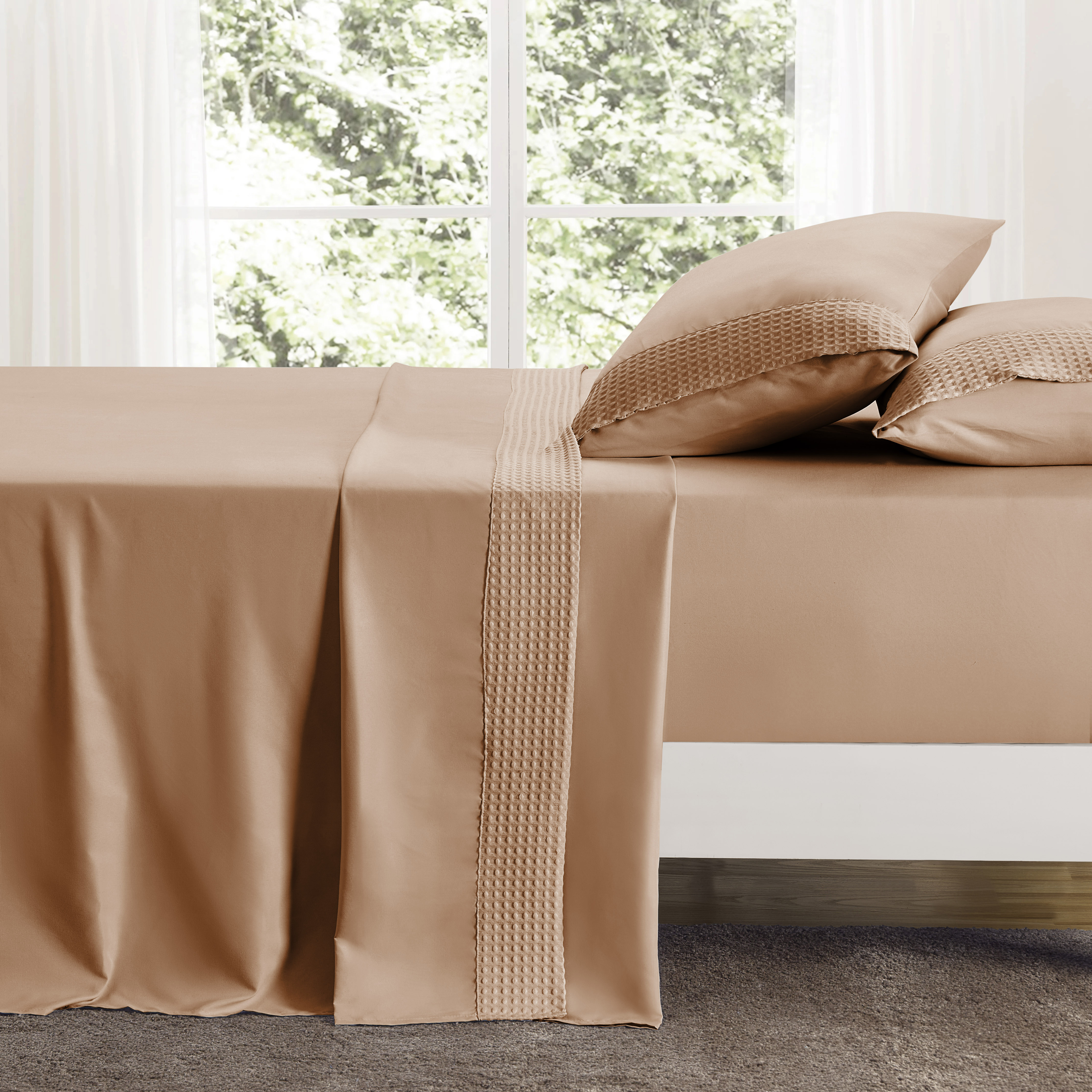 Rayon From Bamboo 4Pc 1800 Count Waffle Hem Sheet Set - Gallery 28