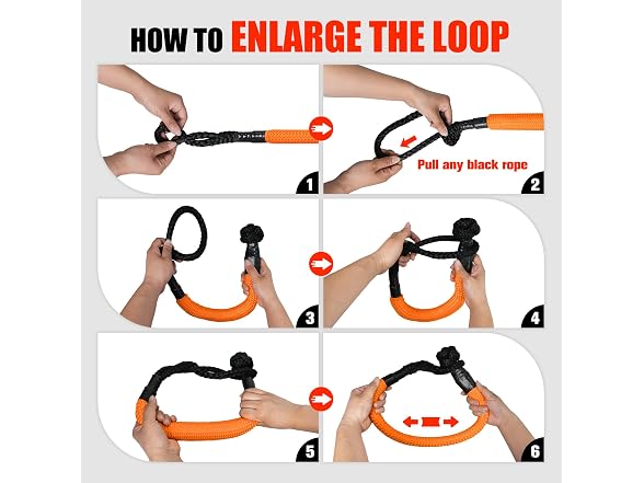 Long Synthetic Soft Shackle Recovery Rope