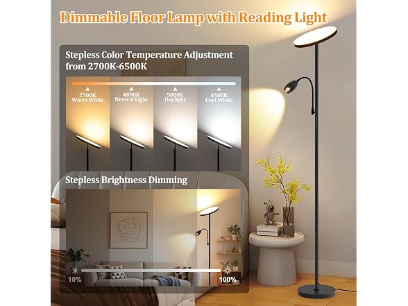 Reading Floor Lamp, 72" Tall LED