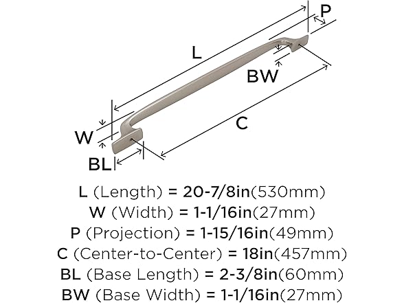 Amerock Appliance Pull, 18", Nickel