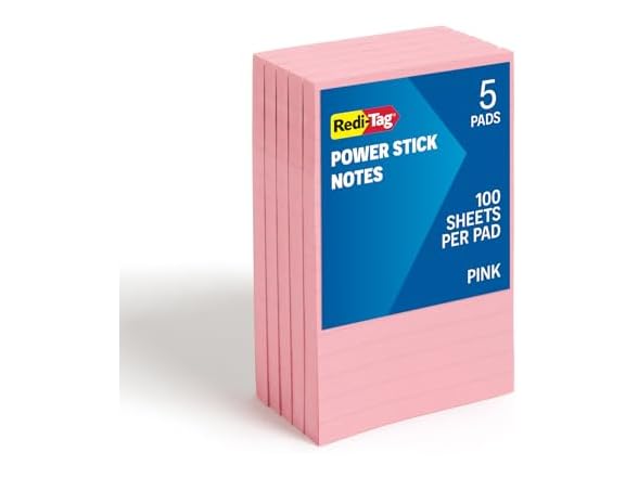 Redi-Tag Sticky Notes,4 x 6 inch, Ruled