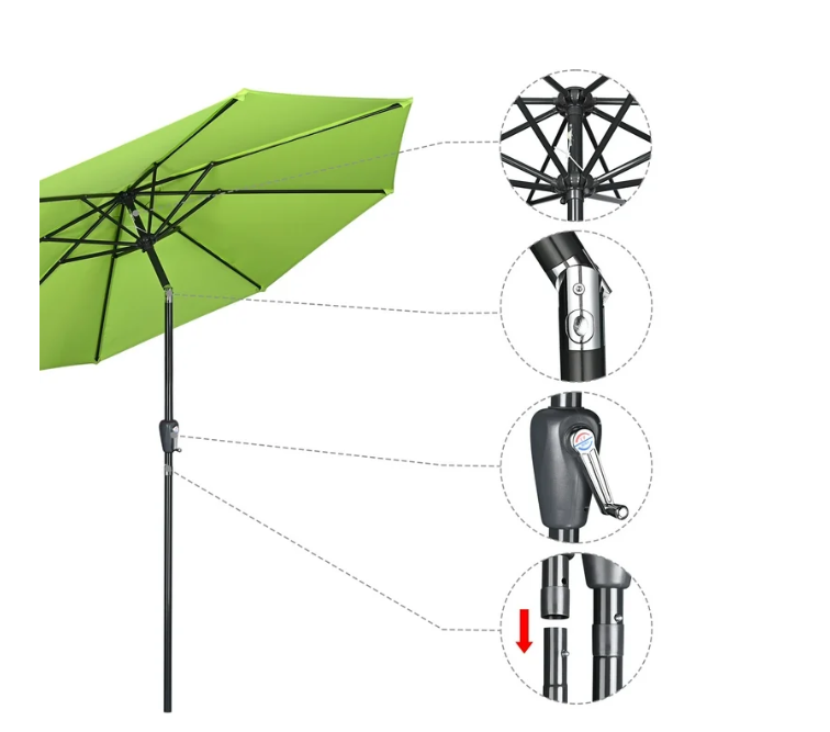 Yescom 9Ft UV50+ 3000PA Outdoor Umbrella Green - Gallery 18