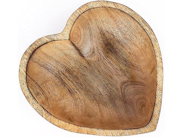 WitnyStore Heart Shaped Wood Bowl 8" Brown Hand