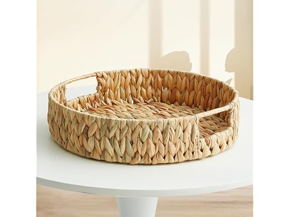 Suptinwear Handwoven Water Hyacinth Rectangular Tray with Handles