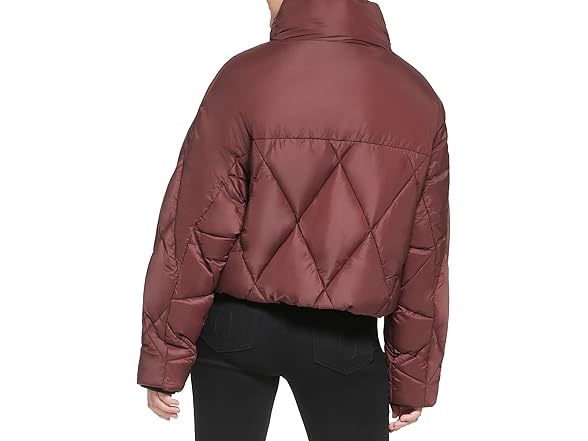 Calvin Klein Womens Zip Front Asymmetric Light Puff Jacket (M)