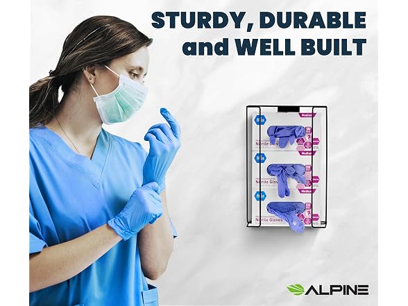 Alpine Glove Holder for Wall Mount - Latex Gloves Holder Wire Dispenser for Wall Disposable Glove Box & Tissue Box - Fits 3 Boxes (Black) (Open Box)