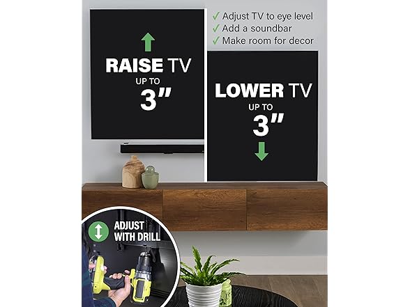 SANUS Height Adjustable Full Motion TV Wall Mount for 32” to 65” TVs – Raise or Lower TV 3” After Install – Maximizes Compatibility with Your Setup – 3 Step DIY w/Smooth Extension, Tilt & Swivel (Open Box)