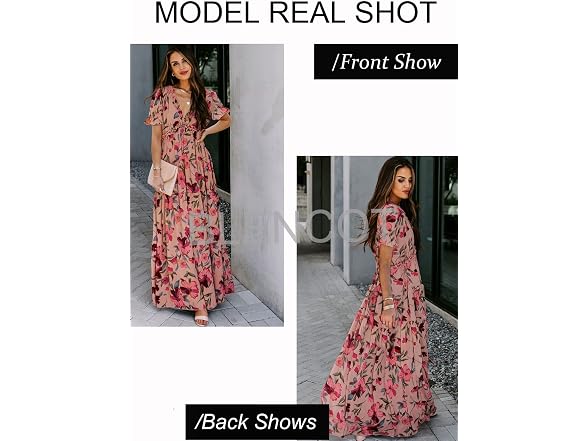 Blencot Women (L) Casual Short Sleeve Boho V Dress