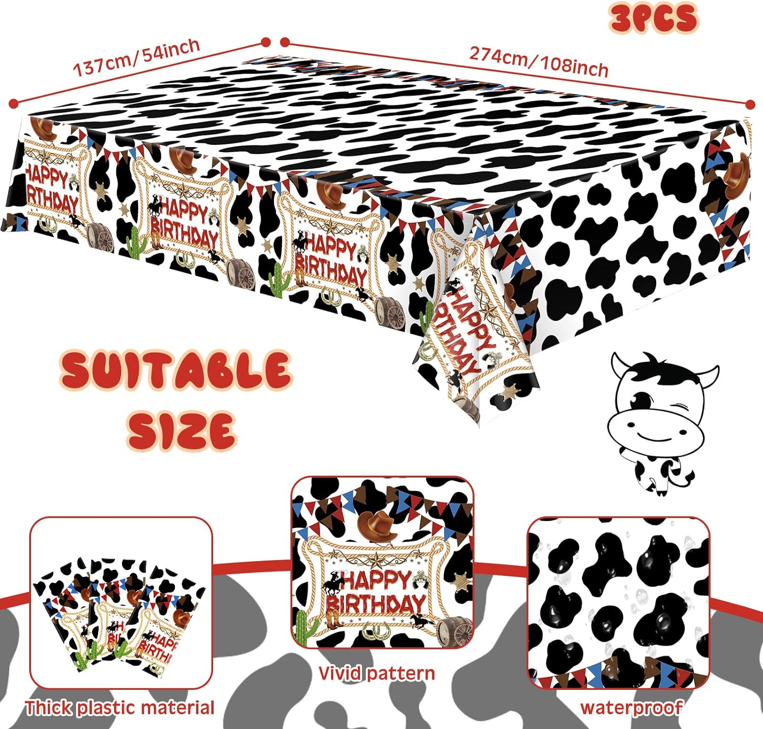 6 Western Cowboy Birthday Tablecloth  - Gallery 5