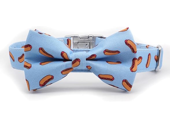 Free Sunday Dog Collar with Bow, Hotdog Dog Bowtie