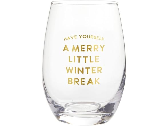 Holiday Stemless Wine Glass, Winter Break