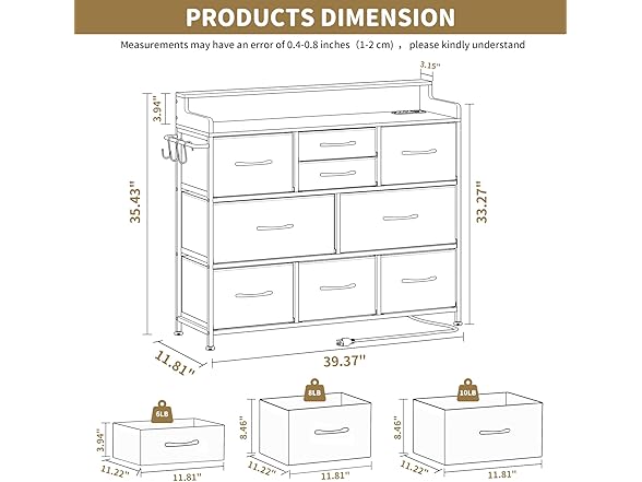 Leadpro Dresser with Charging Station and LED
