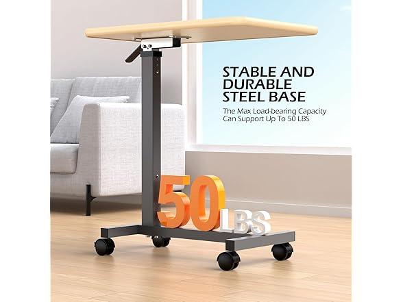 Adjustable Overbed Table with Wheels