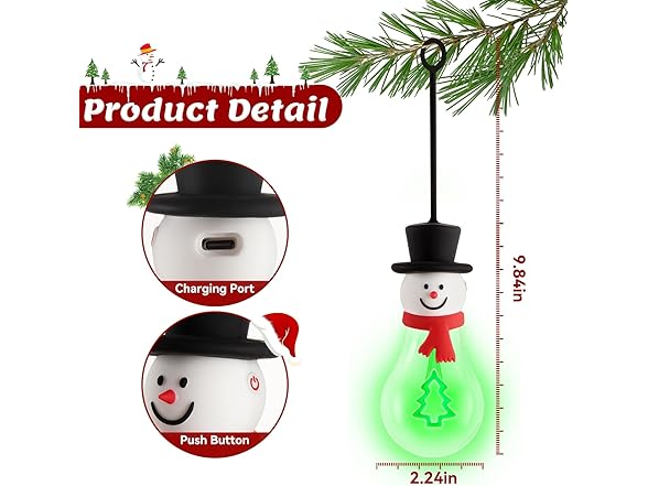 2 Pack Snowman Christmas Light Bulbs