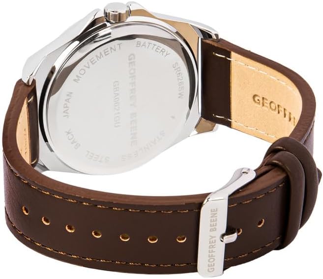 Geoffrey Beene Mens Leather Watch Diamond Dial - Gallery 7