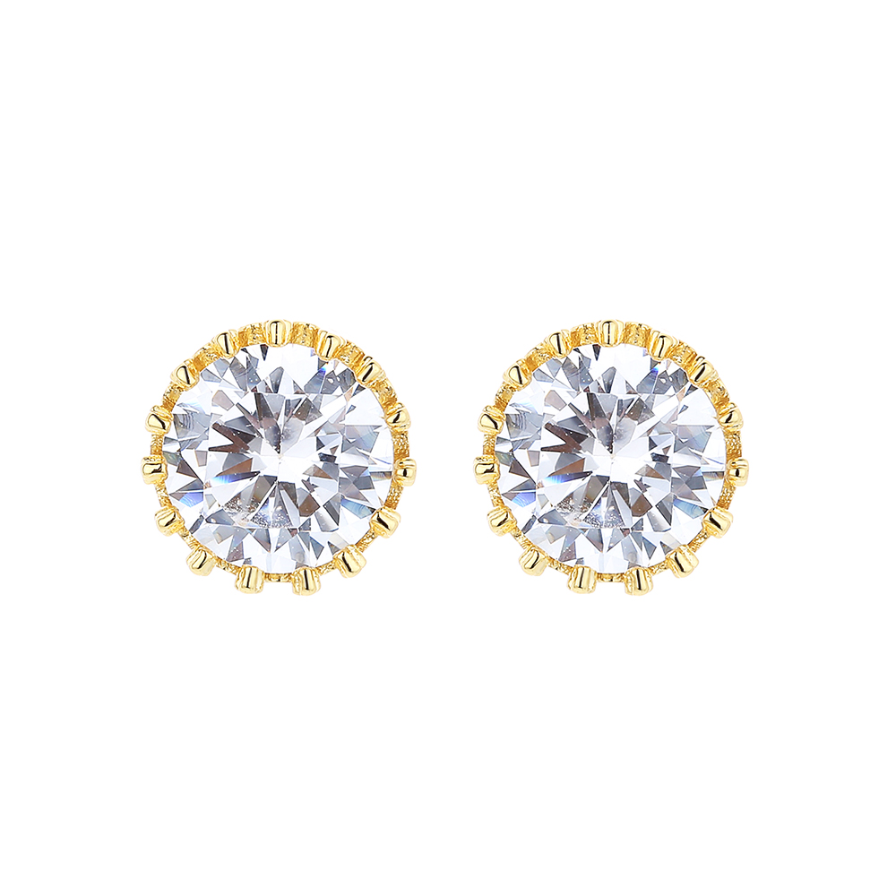 925 Sterling Silver Crown Studs - Gallery 6