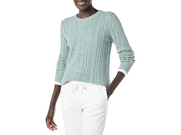 Amazon Essentials Women Soft Cotton Cable Sweater