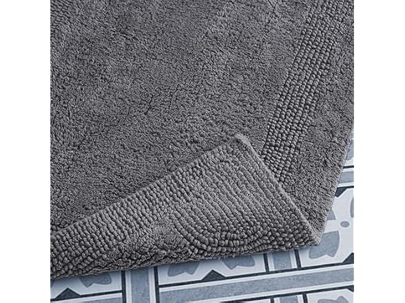 Laura Ashley - Reversible Cotton Bath Mat 2-Pc Set, Charcoal