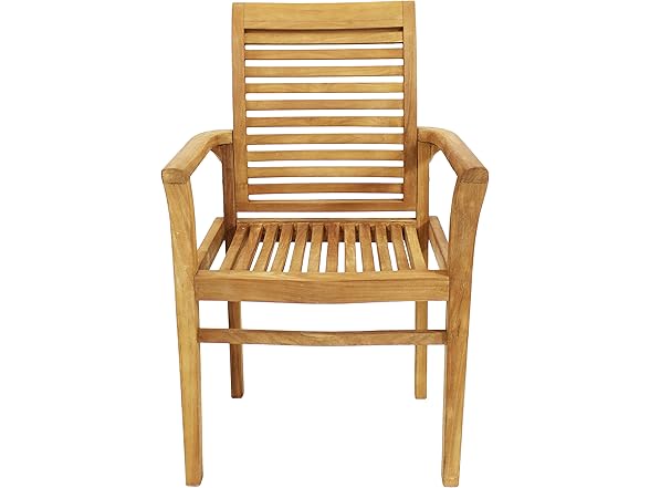 Sunnydaze Decor JVA-353 Teak Slat Patio Chair Light Br