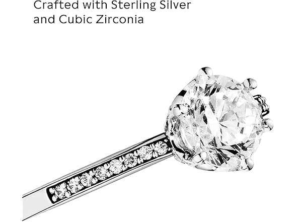 Pandora Clear Sparkling Crown Solitaire Ring - Promise Ring for Women - Sparkling Jewelry for Women - Sterling Silver with Clear Cubic Zirconia - Size 8.5 (Open Box)