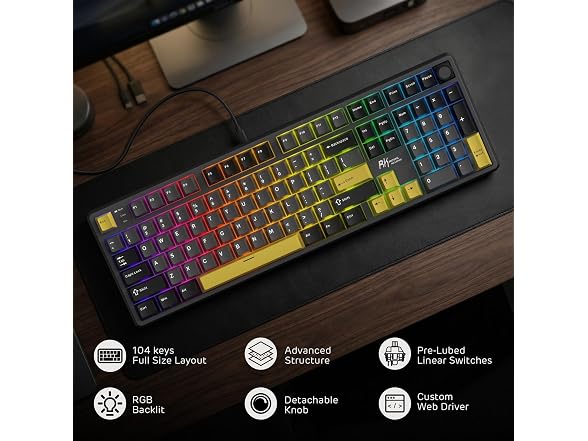 RK ROYAL KLUDGE X104 Wired Full Size Gaming Keyboard