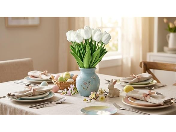 Mikasa Artificial White Tulip Bouquet, Set of 20