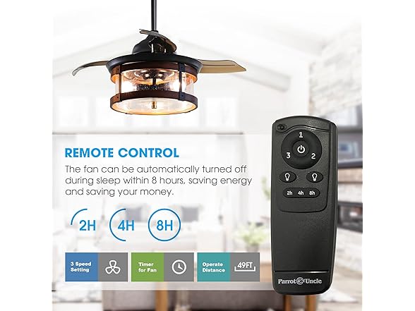 Parrot Uncle F3506Q110V 36" Ceiling Fan, Black