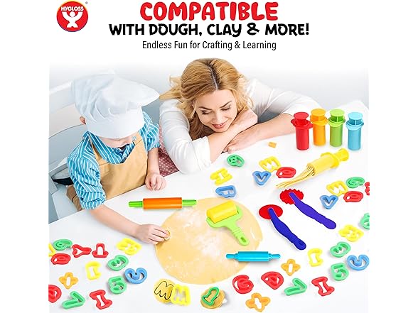 Hygloss Dough Extruder Set + Alphabet & Numbers
