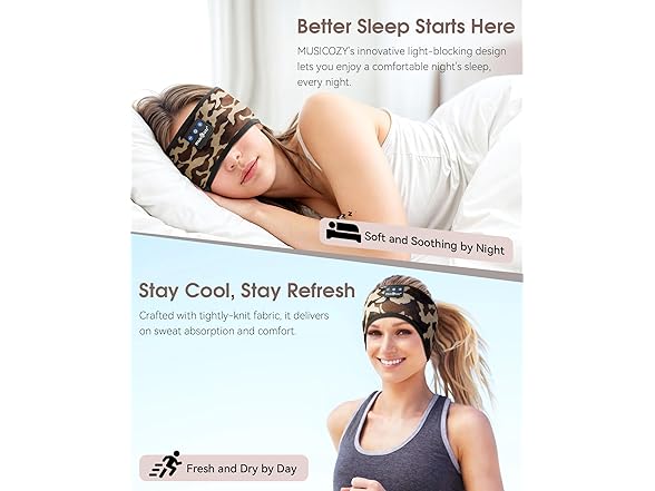 MUSICOZY 5.4 Bluetooth Headband Eye Mask