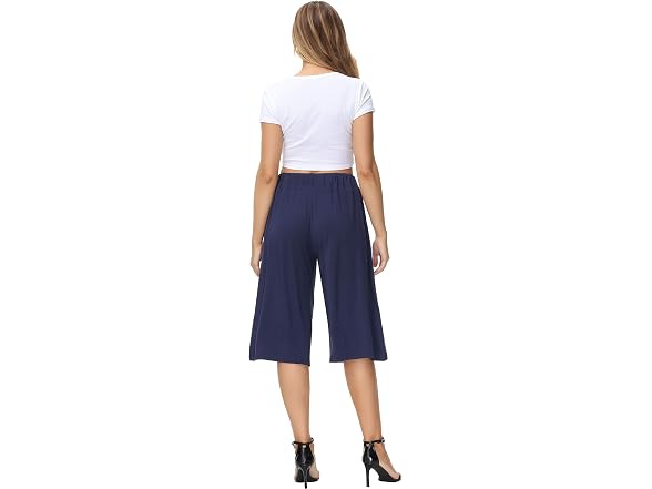 How'on Women (S) Elastic Waist Wide Leg Soft Pants