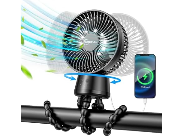 WITHOUSE Portable Stroller Fan Oscillation