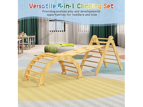 CMFYDAILY 5-in-1 Large Pikler Triangle Set
