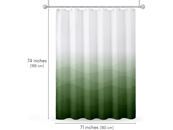 Americanflat 71x74 Wave Green Ombre Shower Curtain