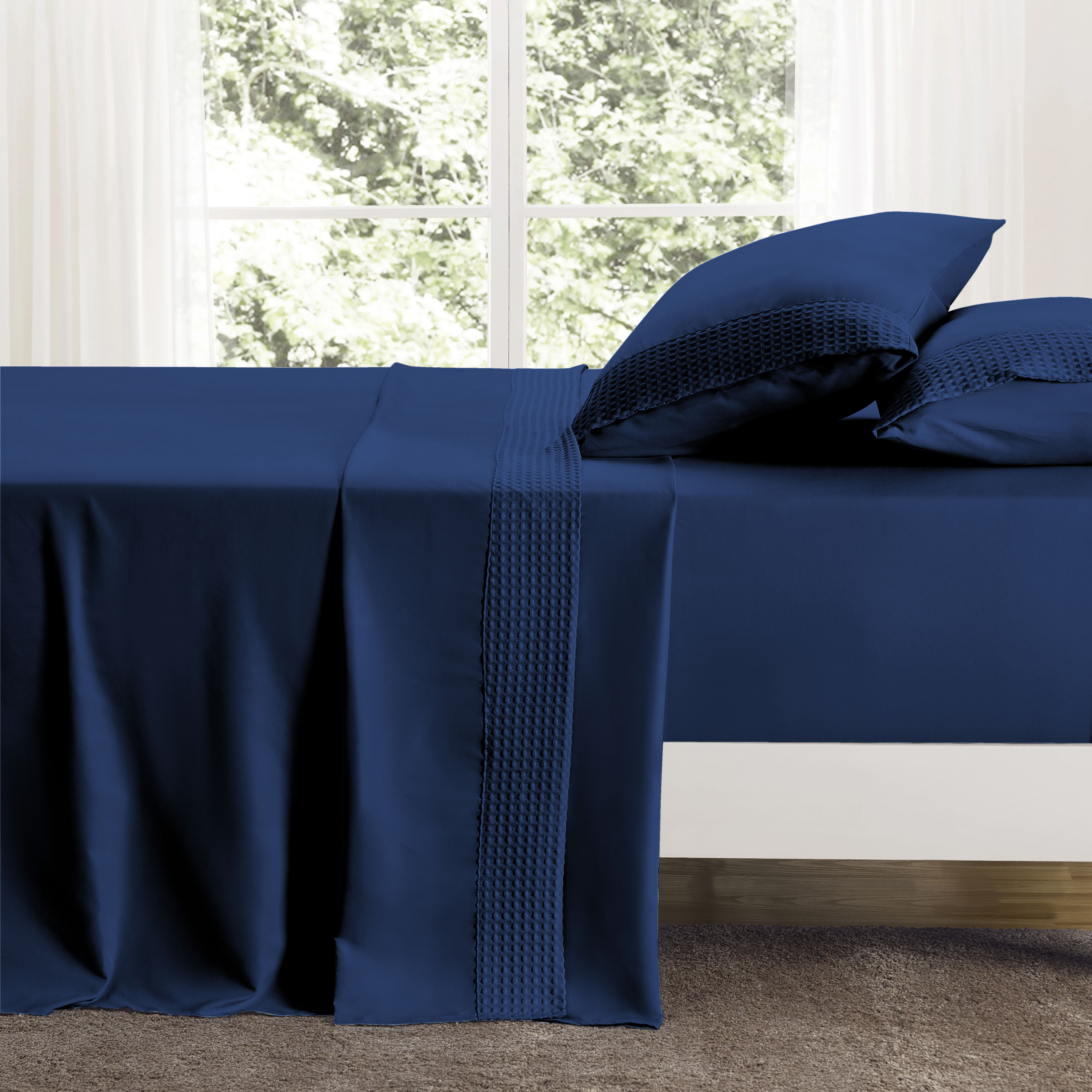 Rayon From Bamboo 4Pc 1800 Count Waffle Hem Sheet Set - Gallery 25